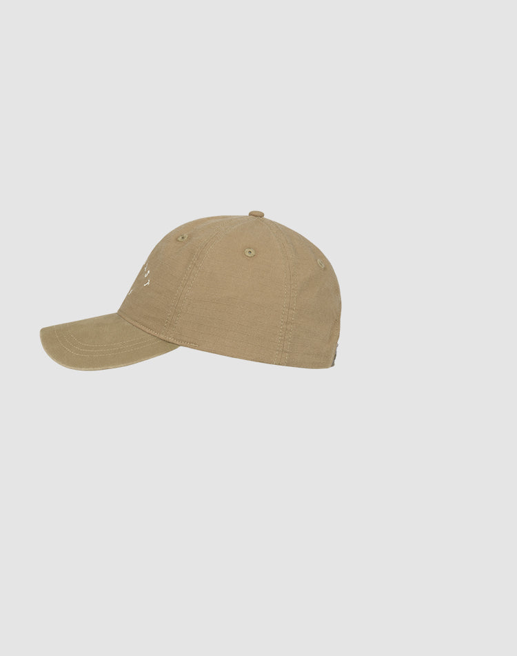 The Live Fast Paris Cap by LIVE FAST DIE YOUNG, made from 100% Baumwolle in plain khaki, is displayed in profile view facing left on a light gray background.