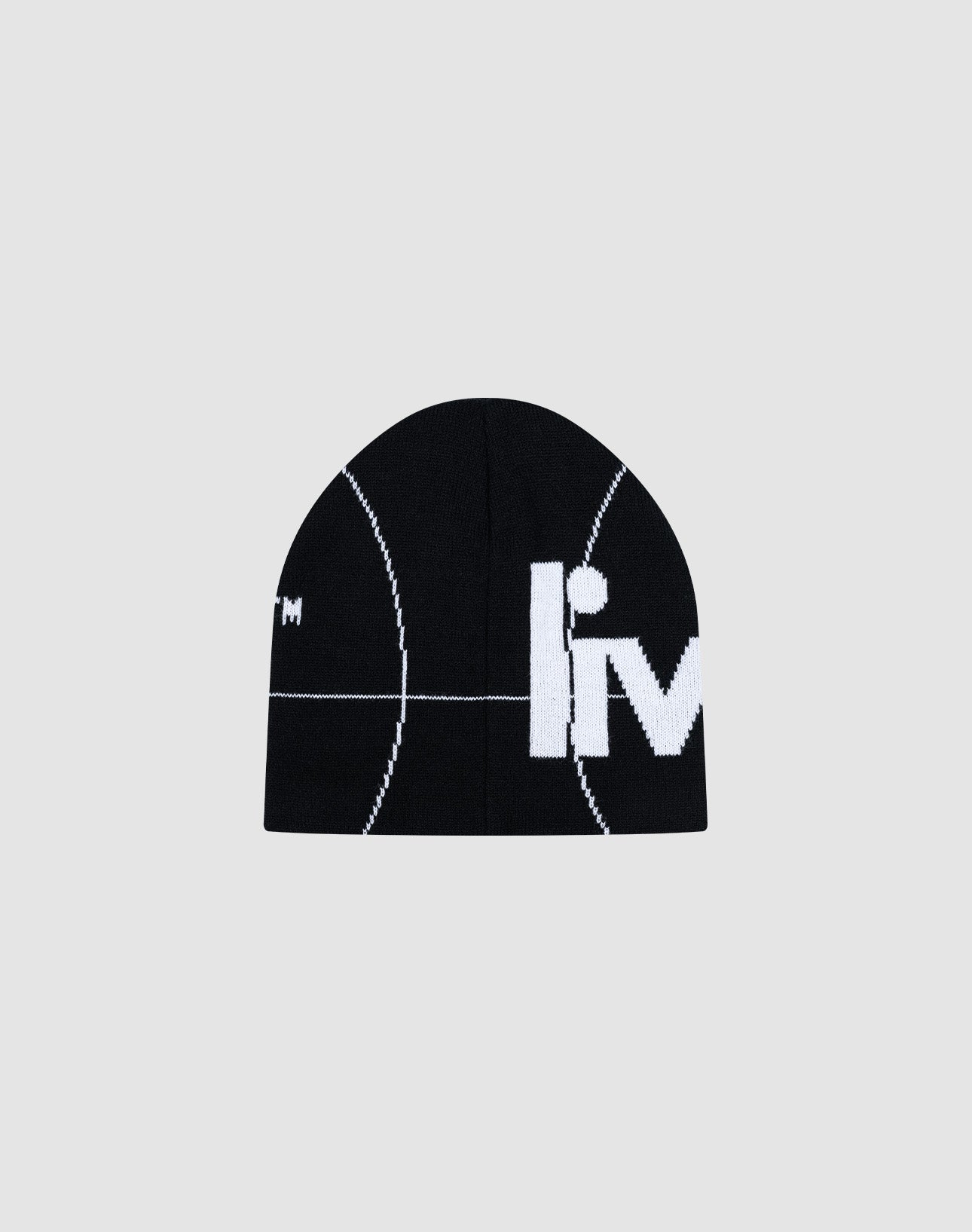 The LFDY Target Beanie by LIVE FAST DIE YOUNG is a black Polyacryl beanie with white graphic lines and bold partial "liv" text, shown against a plain light gray background.