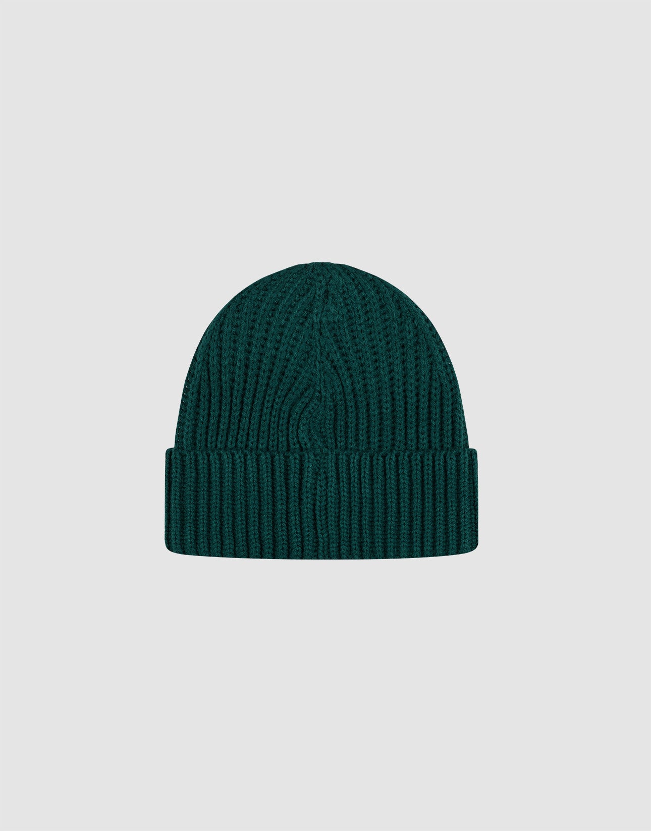 The LIVE FAST DIE YOUNG Rib Knit Beanie in dark green is crafted from soft Polyacryl, featuring a folded brim. This stylish one-size hat provides comfort and warmth, and is shown against a plain light gray background.