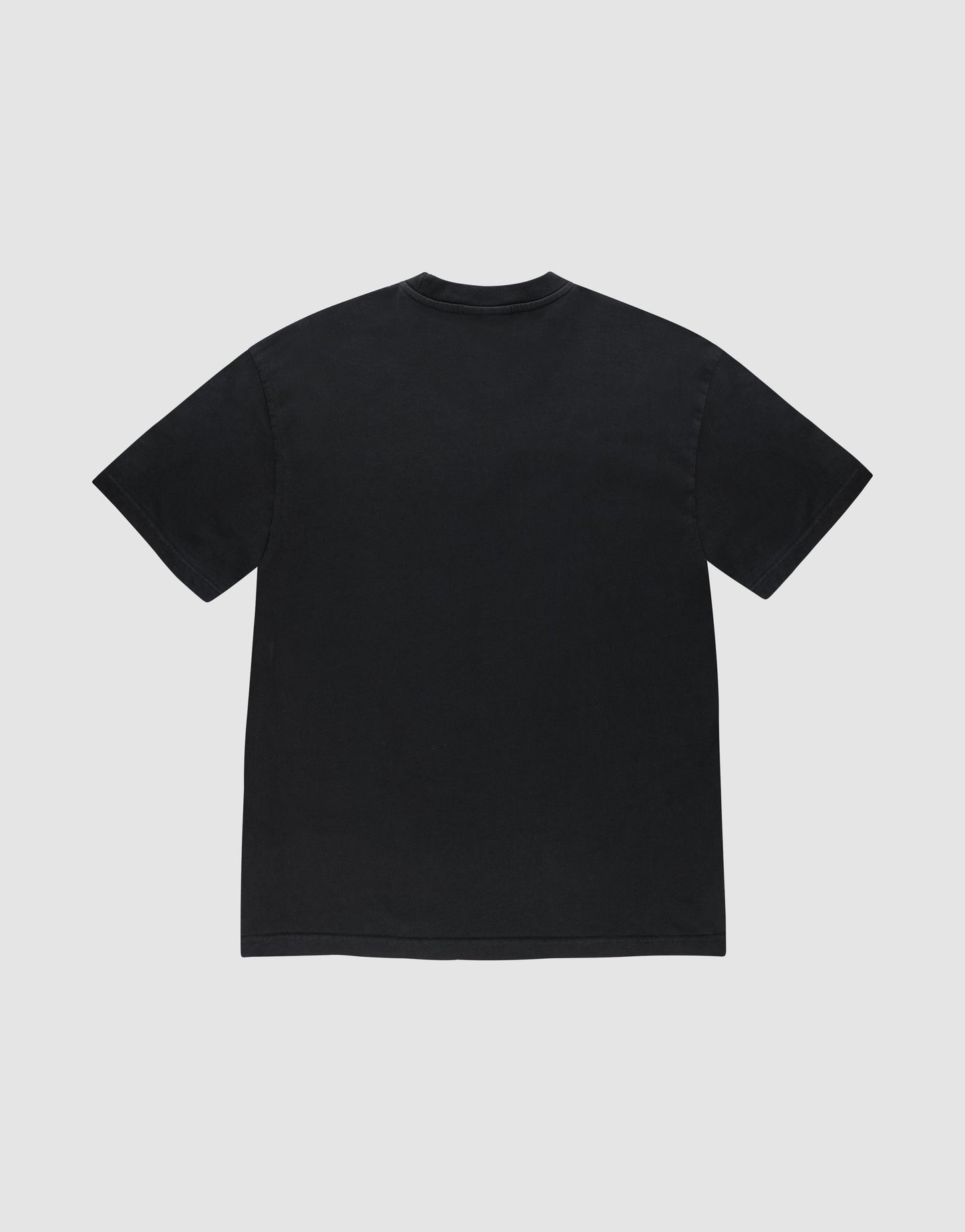 The LFDY Europe Run Tee by LIVE FAST DIE YOUNG is a plain black, oversized short-sleeve t-shirt, displayed from the back and laid flat on a light gray background.