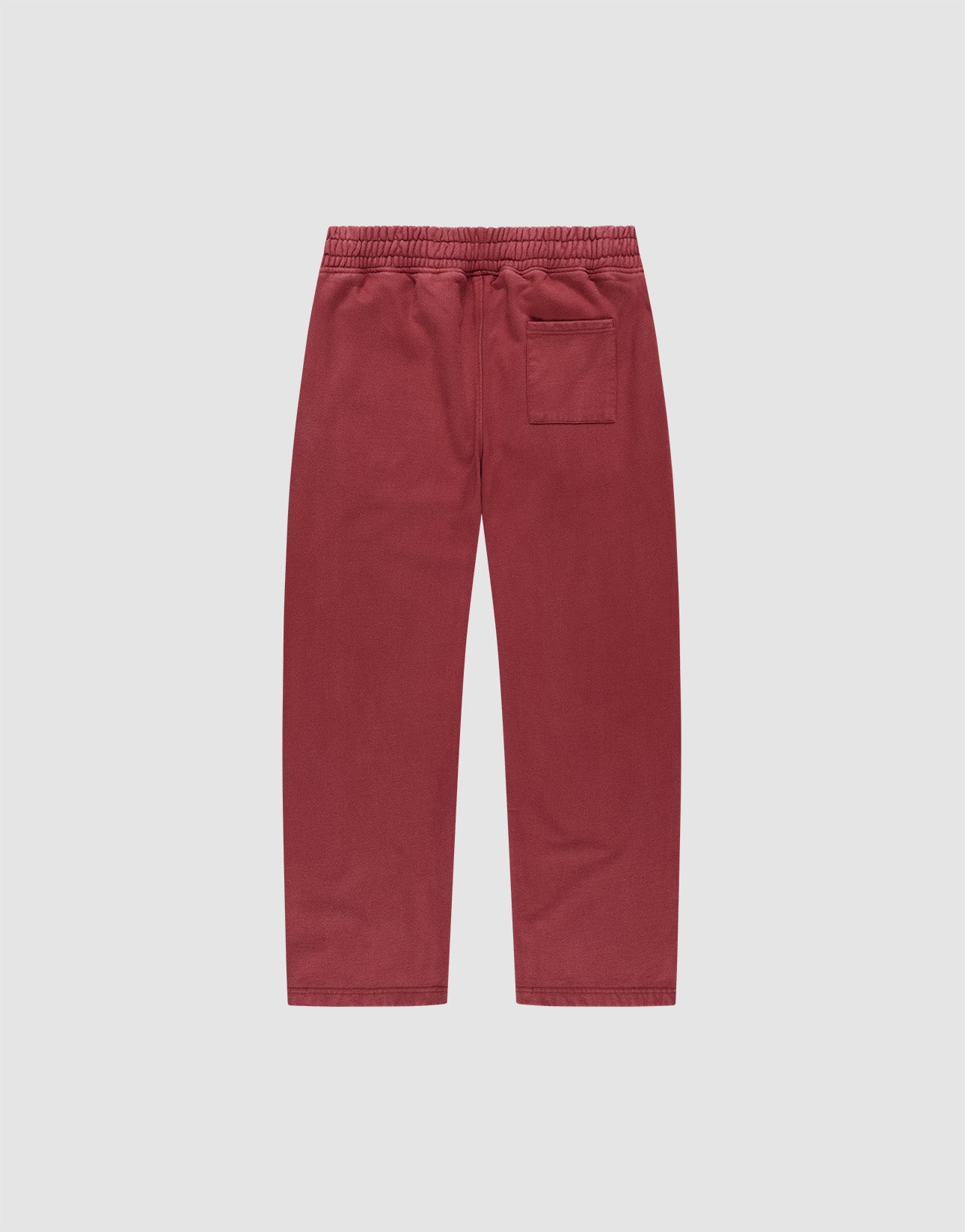 Back view of LIVE FAST DIE YOUNG’s Live Fast London Wide Jogger in red, featuring wide fit, breitem Elastikbund, single back pocket, and soft Baumwolle fabric, shown on a plain light gray background.