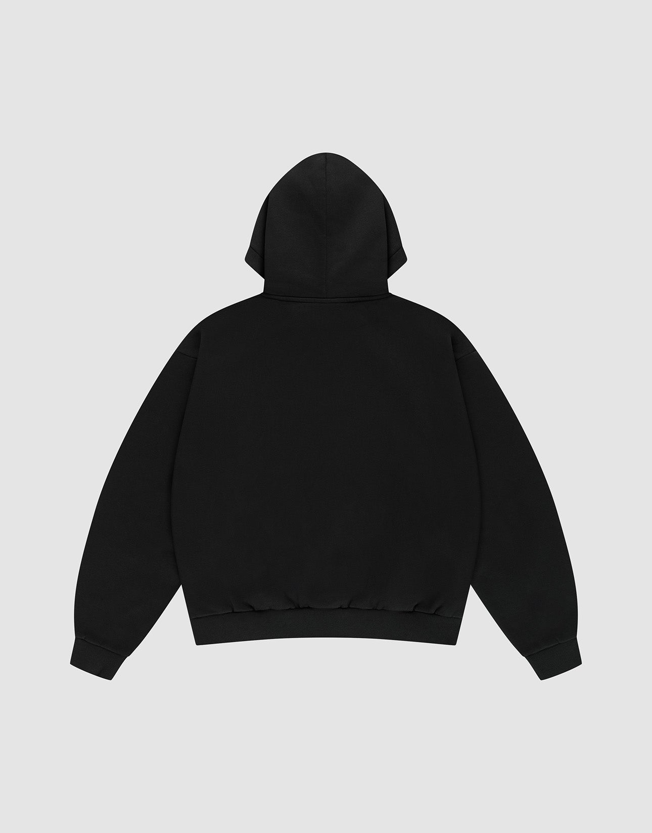The Live Fast Axe Hooded sweatshirt by LIVE FAST DIE YOUNG, made from hochwertige Baumwolle, is displayed flat against a light gray background, shown from the back with the hood up and sleeves and waistband spread out.
