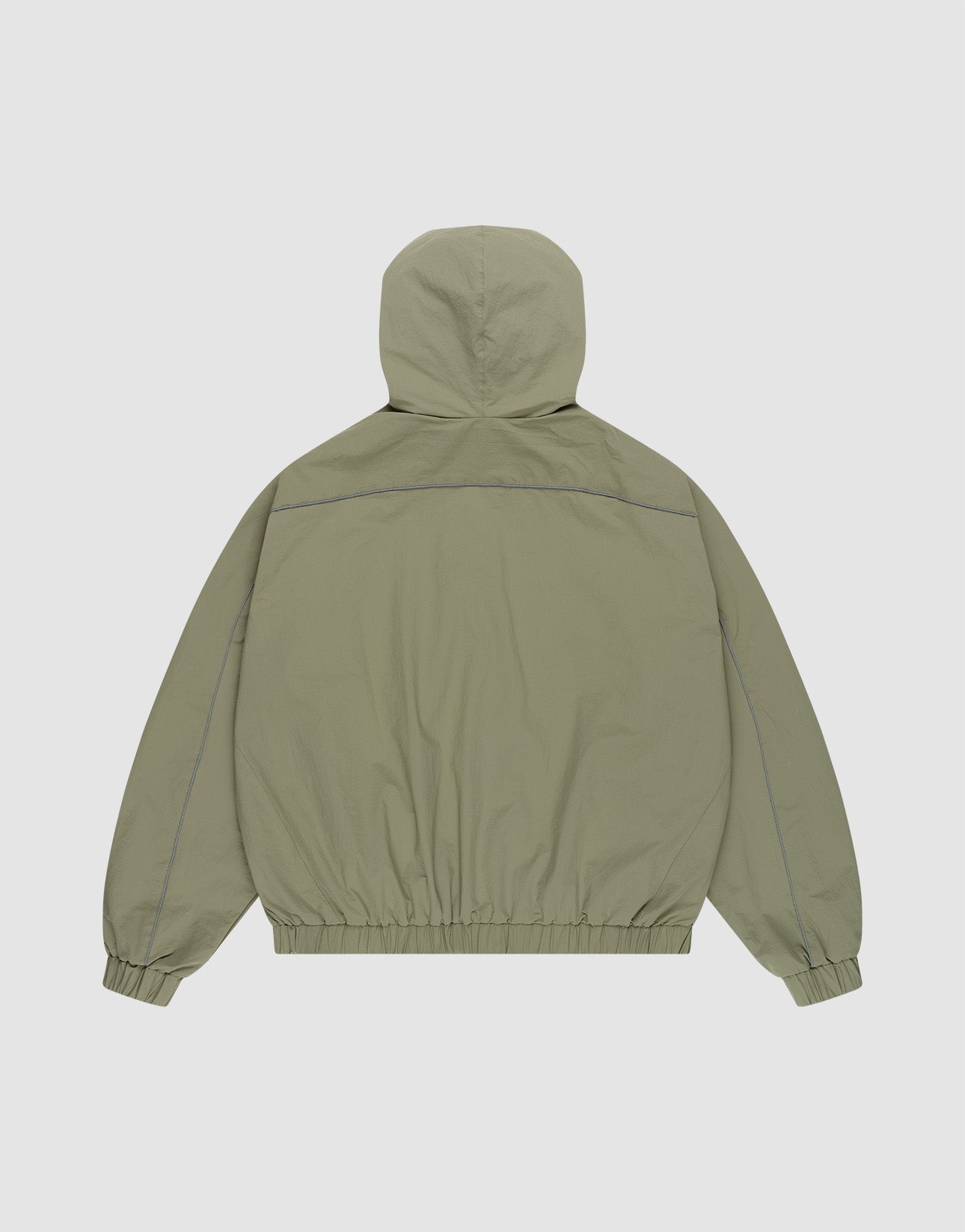 The Live Fast Trackjacket by LIVE FAST DIE YOUNG is a light olive green hooded jacket shown from the back, with elastic cuffs and hem, subtle seam details, Reißverschlusstaschen, and a relaxed Regular Fit.