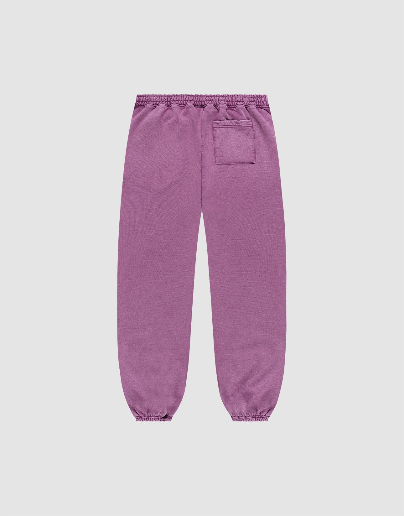 The Loyal Loose Jogger by LIVE FAST DIE YOUNG features a loose fit, elastic cuffs and waistband, single right patch pocket, and subtle vintage wash. Shown from the back in purple Baumwolle on a plain white background.