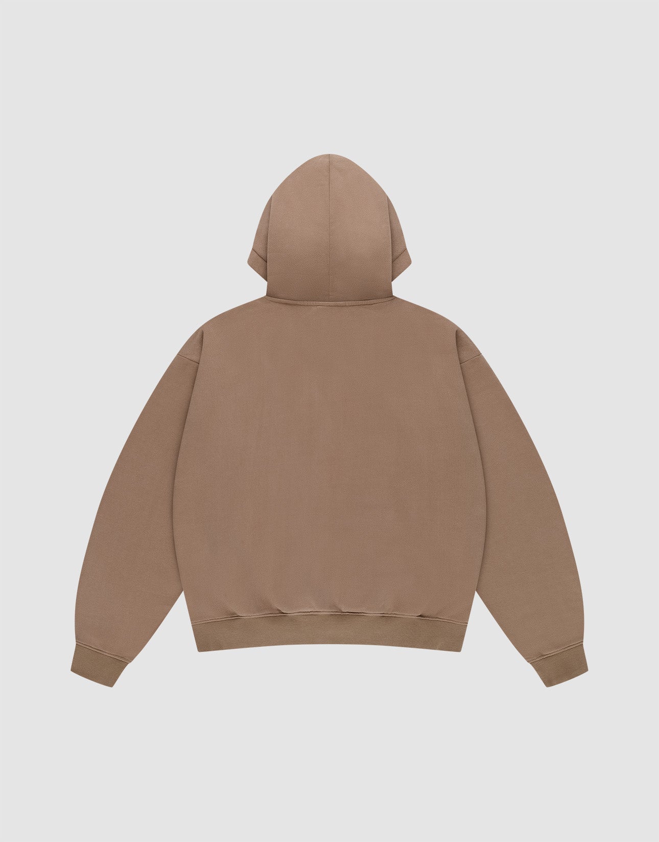 The LIVE FAST DIE YOUNG Live Fast Plain Hooded sweatshirt in Oversize Fit is displayed flat, back facing up, on a light grey background. Made from weicher Baumwolle, it features long sleeves with ribbed cuffs and hem.