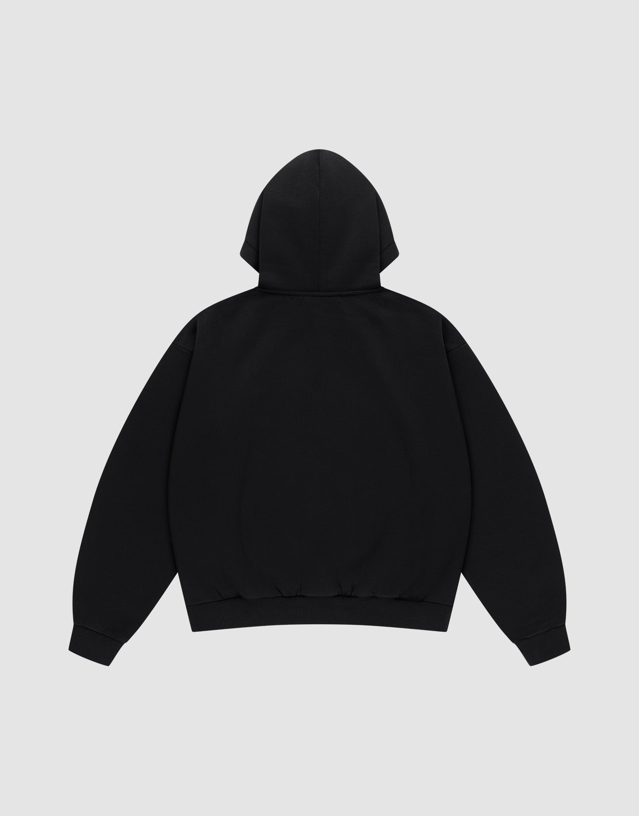 The Live Fast Garment Hooded by LIVE FAST DIE YOUNG is an oversized black hoodie shown from the back on a light gray background, featuring long sleeves, ribbed cuffs and waistband, and crafted from soft Baumwolle for comfort.