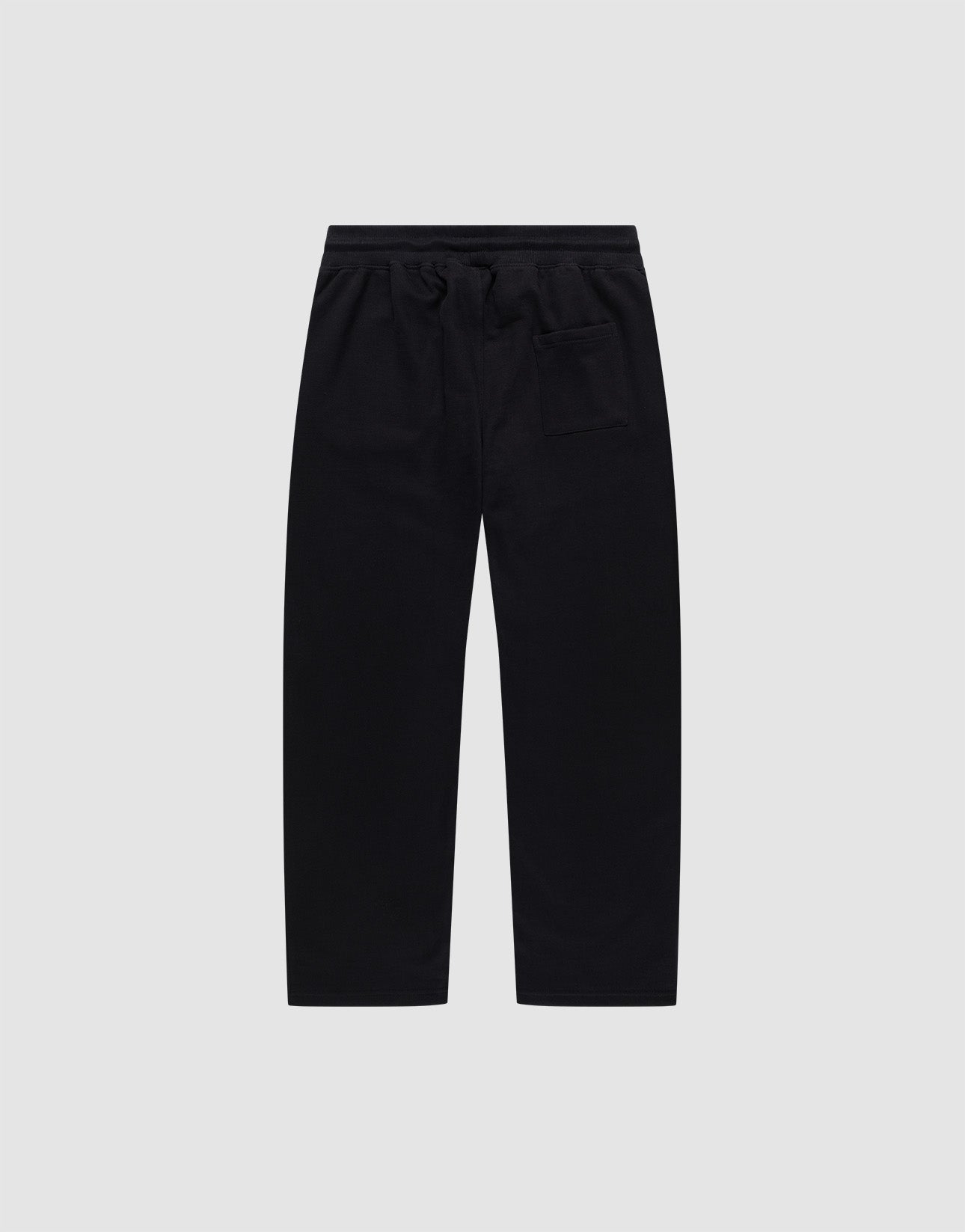 The LFDY Racing Wide Jogger by LIVE FAST DIE YOUNG features a black, straight-leg design with a wide fit, elastic waistband for comfort, and a single right back pocket. Shown flat on a light gray background.