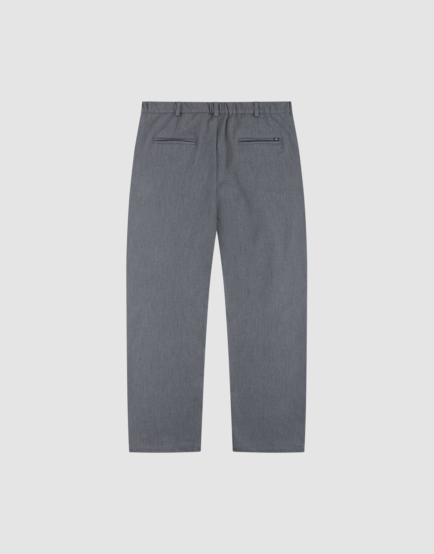 Wide Casual Pants by LIVE FAST DIE YOUNG in gray, featuring a wide fit, straight-leg design, elastic waistband, and two rear welt pockets, displayed flat on a plain light background.