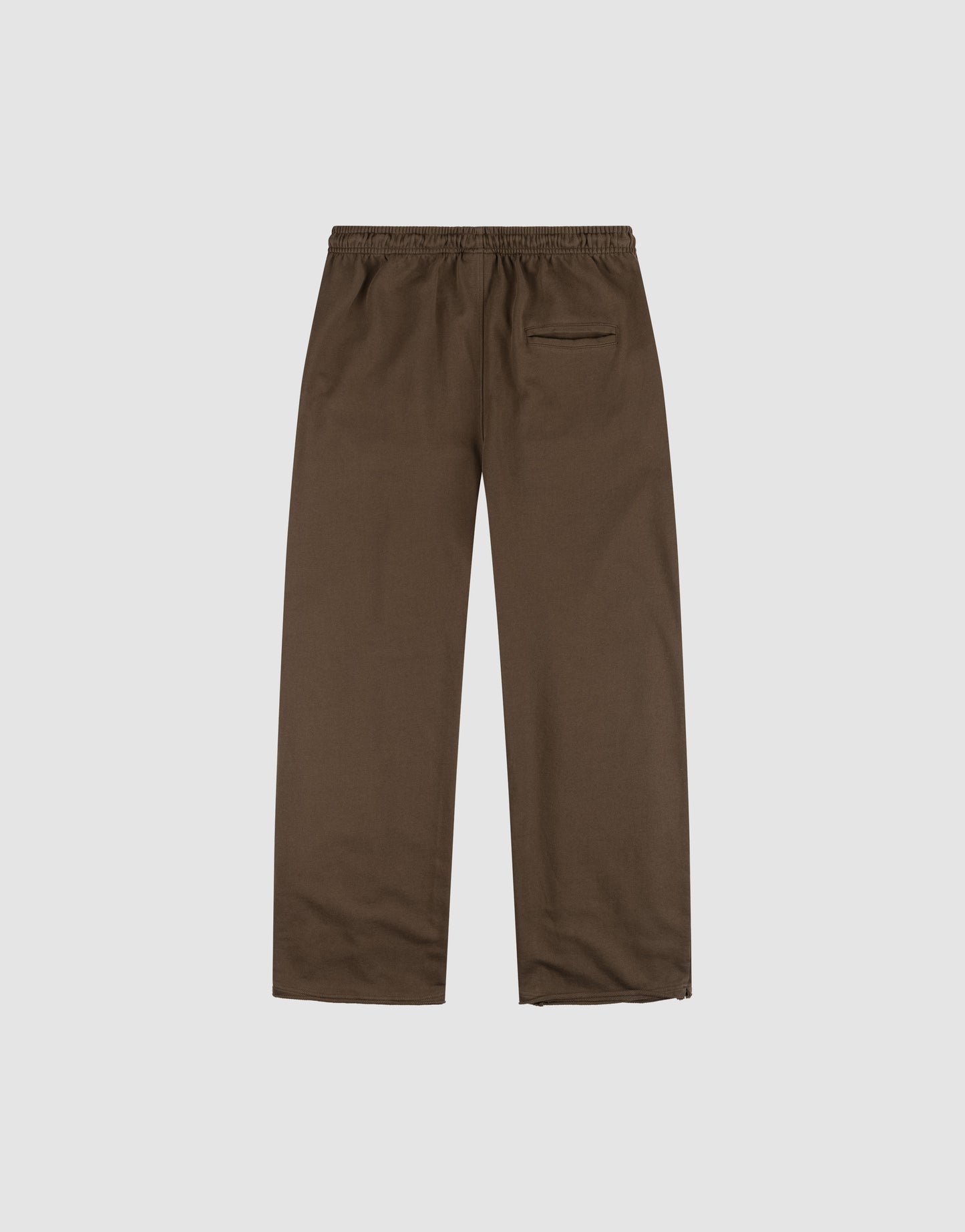 The LFDY Lightweight Jogger by LIVE FAST DIE YOUNG features a brown wide-fit straight-leg design, elastic waistband, single back pocket, and soft French Terry fabric, shown against a plain white background.