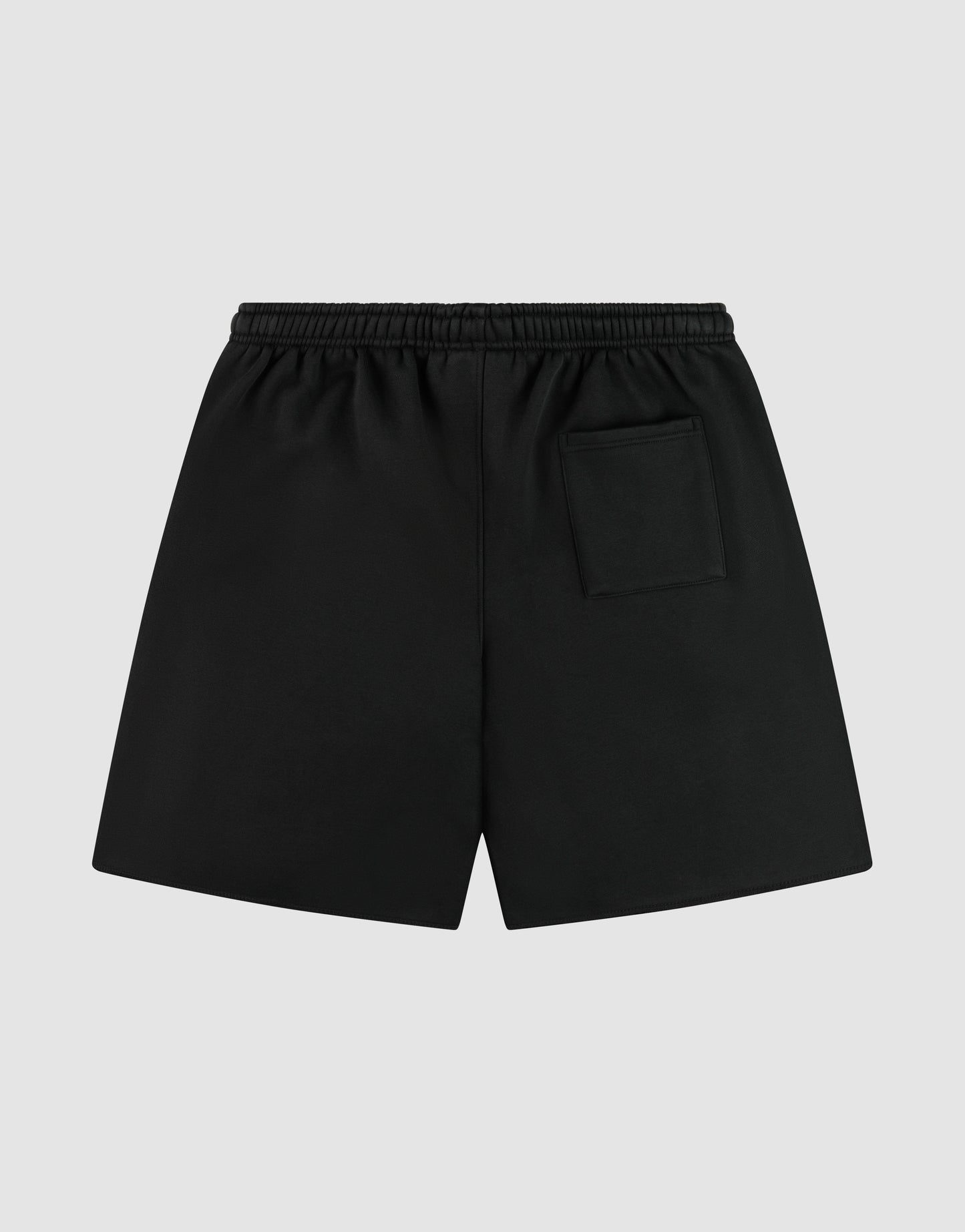 The LFDY Praying Shorts by LIVE FAST DIE YOUNG are black athletic shorts with an elastic waistband and a small back right pocket, shown on a light gray background. Their Regular Fit offers comfort for any workout.