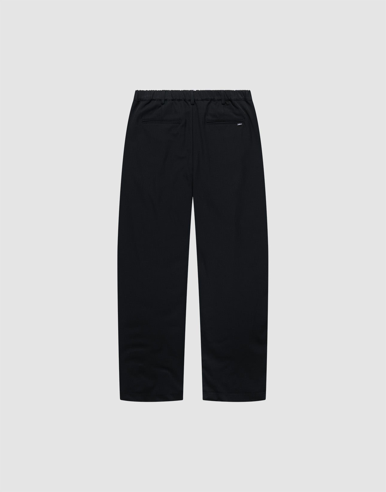 LFDY Regular Casual Pants are black straight-leg, casual-fit pants with an elastic waistband and a single back pocket on the right, shown from the back against a plain light gray background.
