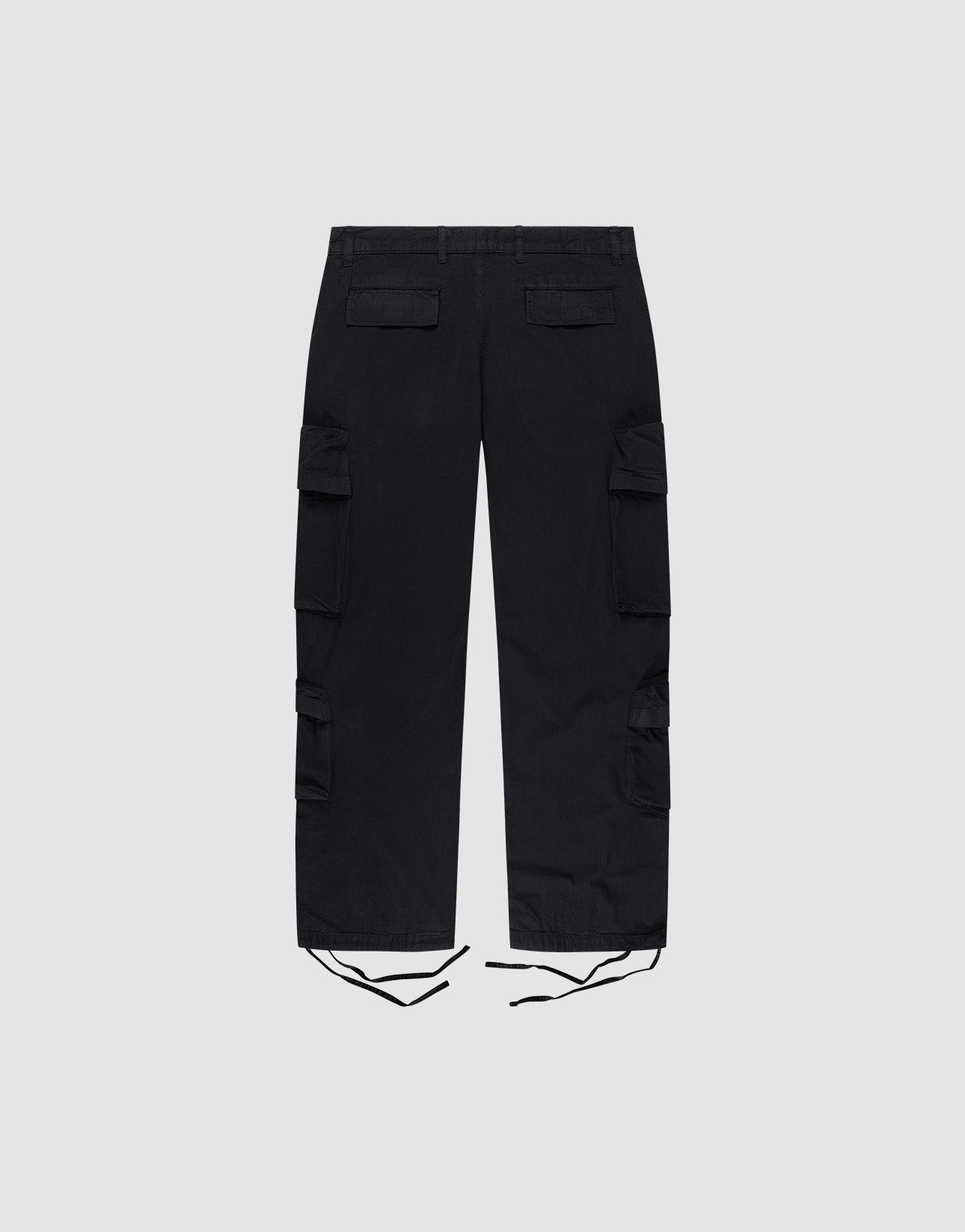 The LIVE FAST DIE YOUNG Wide Summer Cargo pants, made from durable ripstop fabric, shown laid flat on a light gray background with multiple cargo pockets and adjustable ankle drawstrings.