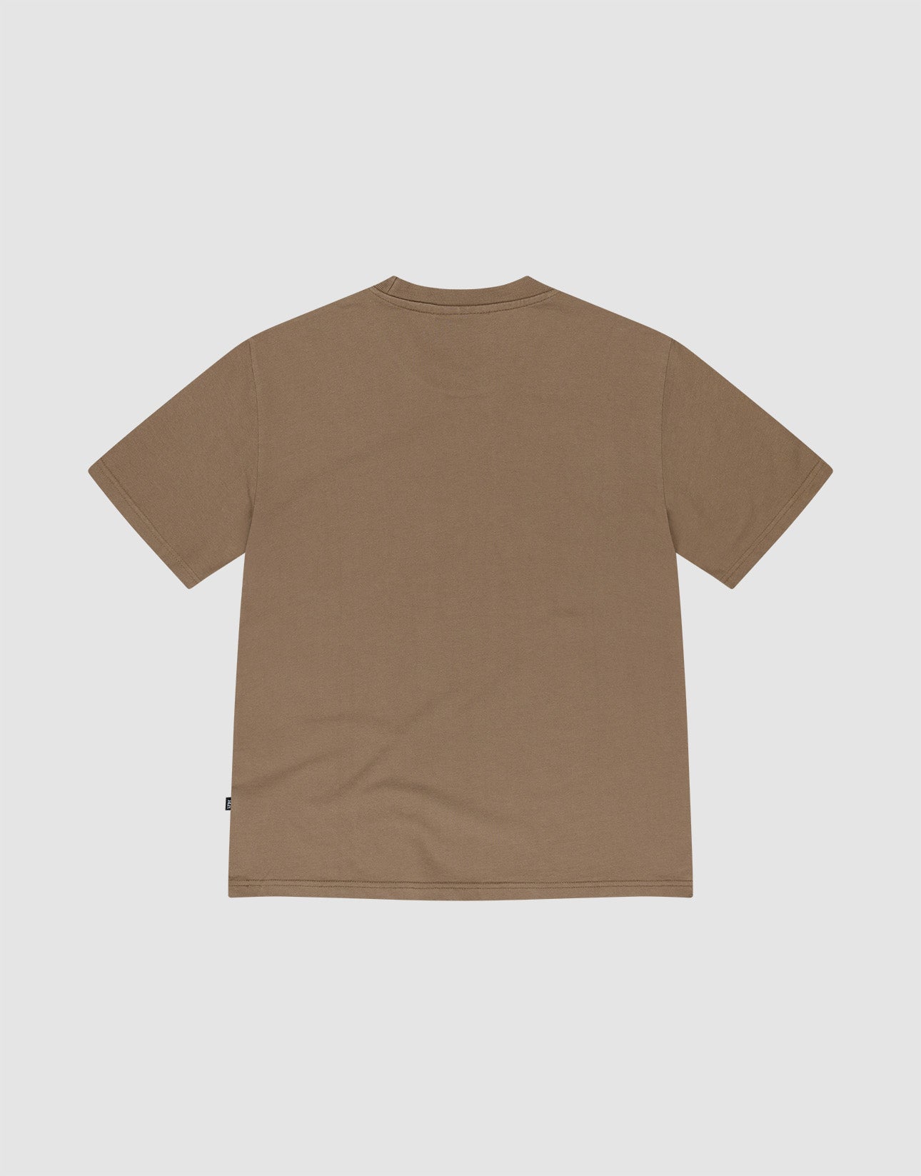 The Live Fast Plain Tee by LIVE FAST DIE YOUNG, a brown short-sleeve t-shirt made from 100% Baumwolle, is displayed laid flat with its back facing up on a light gray background.