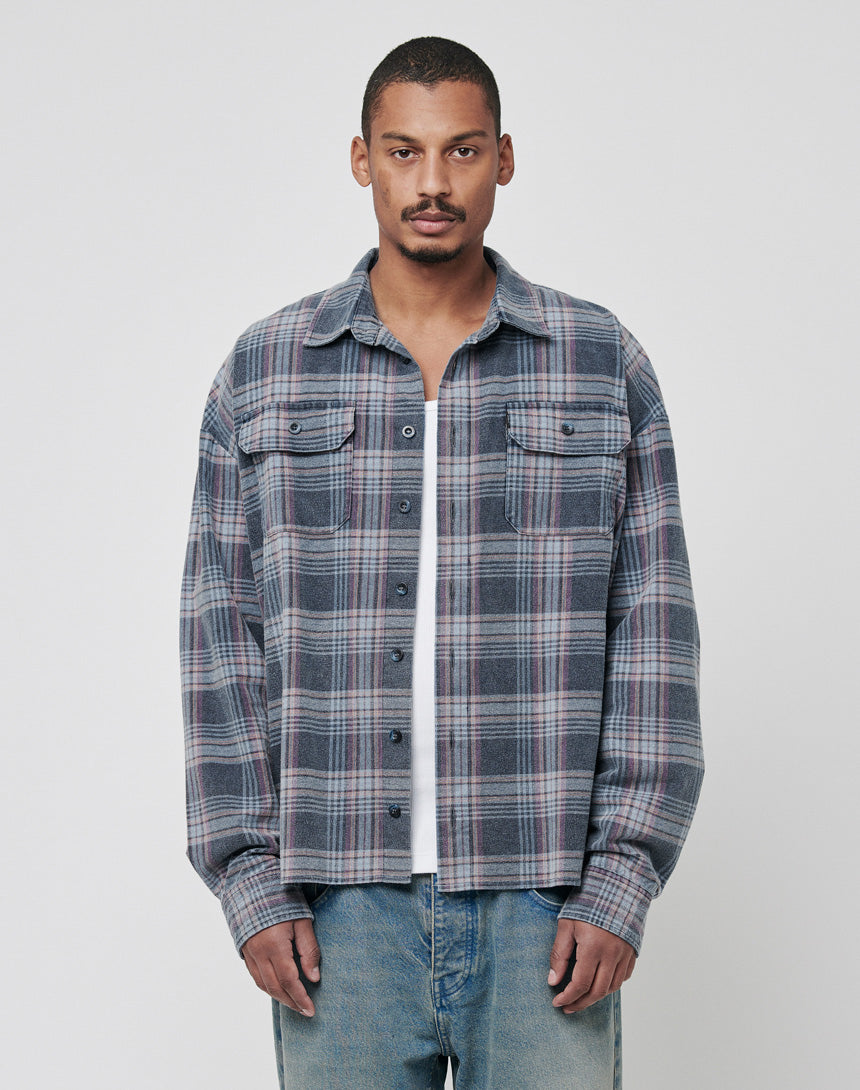 LFDY Loose Flannel Shirt Navy/Orange – Buy online now – LIVE FAST