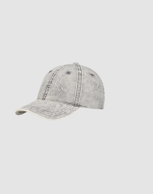 The Live Fast Paris Cap by LIVE FAST DIE YOUNG is a light gray, distressed baseball cap in Sunfade Optik with visible stitching and a Metallschnalle, shown against a plain light gray background.