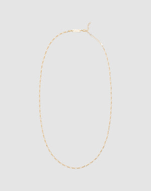 The LIVE FAST DIE YOUNG Basic Figaro Chain is a delicate 925 gold-plated necklace with an adjustable length and simple clasp, shown on a plain light gray background.