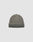 The LIVE FAST DIE YOUNG Double Rib Knit Beanie in grey features a doppellagig gestricktes Design for a voluminöser Look, folded brim, and small black tag on the left side, shown against a plain light grey background.