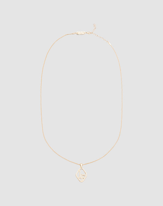 The LIVE FAST DIE YOUNG LF Chain features a fine Sterling Silber Kette with a diamond-shaped Zirkonia Anhänger and abstract center design, shown on a plain light gray background.