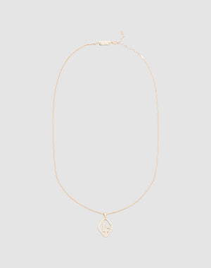 The LIVE FAST DIE YOUNG LF Chain features a fine Sterling Silber Kette with a diamond-shaped Zirkonia Anhänger and abstract center design, shown on a plain light gray background.