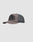 The LFDY Rivet Trucker by LIVE FAST DIE YOUNG is a gray and black mesh cap with “LIVE FAST” embroidered on the front and a subtle flag-label detail, shown against a plain light gray background.