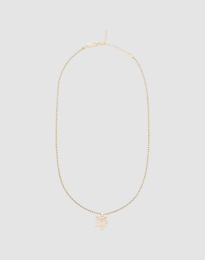 The DY Chain by LIVE FAST DIE YOUNG is a delicate vergoldet gold necklace with a sparkling NY Zirkonia pendant, shown on a plain light gray background.