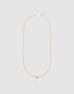The DY Blank Chain by LIVE FAST DIE YOUNG is a gold necklace with a pendant of overlapping N and Y letters in a stylized font, made from 925 Vergoldet Sterling Silber, shown on a plain light gray background.
