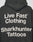 The LFDY Sharkhunter Hooded by LIVE FAST DIE YOUNG is an oversized black hoodie crafted from soft cotton, featuring bold white Live Fast Clothing Sharkhunter Tattoos text printed on the back.