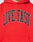 A close-up of the LIVE FAST DIE YOUNG Live Fast College Hooded, an Oversize Fit red hoodie with bold, black arched LIVE FAST lettering on the chest, made from soft Baumwolle and polyester for comfort and style.