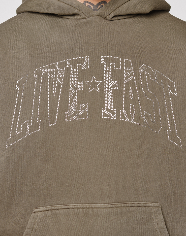 Live Fast Rhinestone Hooded
