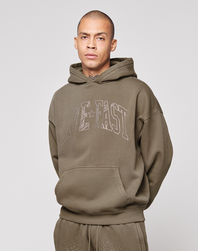 Live Fast Rhinestone Hooded