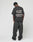 A person stands facing away, wearing an oversize black LFDY Sharkhunter Tee by LIVE FAST DIE YOUNG with white text and loose black jeans against a plain white background.