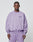A man faces forward in a LIVE FAST DIE YOUNG Basic Purple Sweater and matching sweatpants in cotton-polyester, featuring subtle left chest text, against a plain white background.