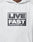 A person wears the Live Fast Box Hooded by LIVE FAST DIE YOUNG: an oversized, light gray hoodie with a bold black and white puffer chest graphic reading LIVE FAST INTERNATIONAL DESIGN CORP. LFDY™, crafted from premium Baumwolle for comfort and style.