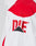 A close-up of the LFDY Trackjacket 3000 by LIVE FAST DIE YOUNG shows a white jacket with red shoulder panel and bold red DIE text above a black triangle on the back. Regular Fit with Branded Reißverschluss-Puller adds stylish detail.