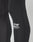 Close-up of a person wearing LIVE FAST DIE YOUNG Live Fast Performance Tights in black, featuring a white logo, DIVE FAST™ printed on the side, and a comfortable Elastikbund for added support.