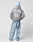 A person faces away in a gray LFDY Haters Hooded by LIVE FAST DIE YOUNG, featuring “Live Fast 22 24 Hurt Them Haters” on the back, paired with baggy light blue jeans, a matching beanie, and white sneakers against a white backdrop.