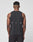 A man with short hair wears the LIVE FAST DIE YOUNG Live Fast Performance Tank, a slim fit sleeveless black athletic shirt in Nylon Spandex. LIVE FAST and a small reflective logo show in white on the back. He stands before a plain light background.