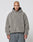 A person with a shaved head wears the LIVE FAST DIE YOUNG LFDY Teddy Hooded in gray, featuring practical Eingrifftaschen, and loose-fitting gray jeans, standing against a plain white background.