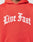 A close-up of the Live Fast Fractured Hooded by LIVE FAST DIE YOUNG in red, featuring bold white Gothic Live Fast lettering on the chest, a doppellagige Kapuze, and an oversize fit for maximum comfort.