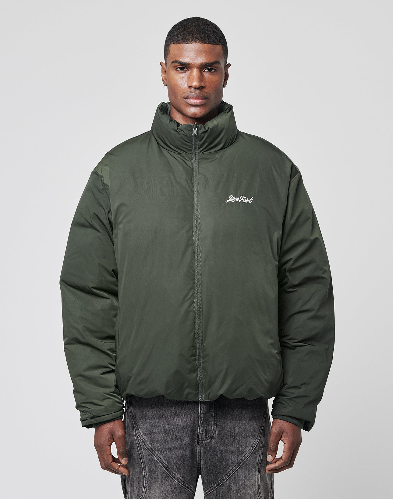 Puffer Jacke Olive: Authentic Streetwear – LIVE FAST DIE YOUNG