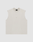 The LIVE FAST DIE YOUNG Heavy Muscle Tank is a sleeveless, light beige 100% cotton top with subtle seams, a crew neckline, and “LIFTY” text printed on the chest. Oversized fit shown laid flat on a plain white background.