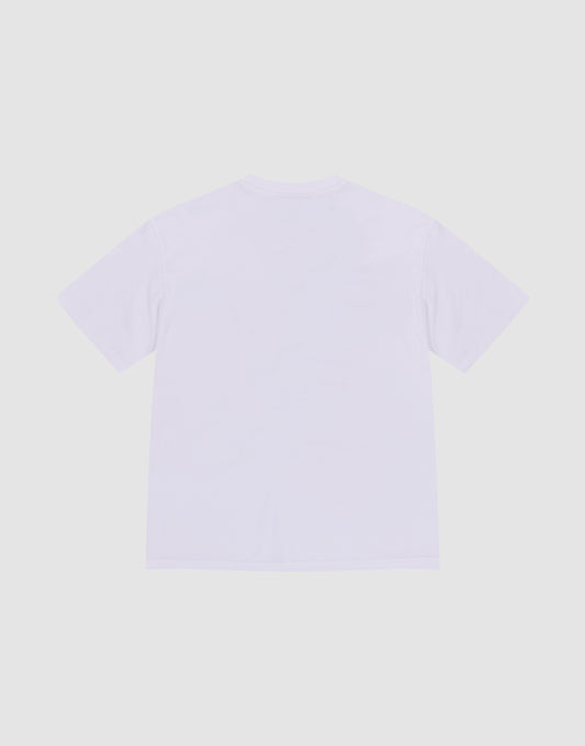 The LFDY Authorities Tee by LIVE FAST DIE YOUNG is a plain white regular-fit T-shirt made from 100% Baumwolle, laid flat on a light background to display its back side without patterns or front print.