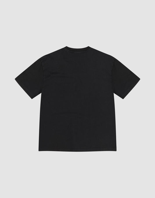 The LFDY Emblem Tee by LIVE FAST DIE YOUNG is shown laid flat from the back on a white background. This oversize black short-sleeve t-shirt is made from 100% Baumwolle and has no visible logos, graphics, or text.