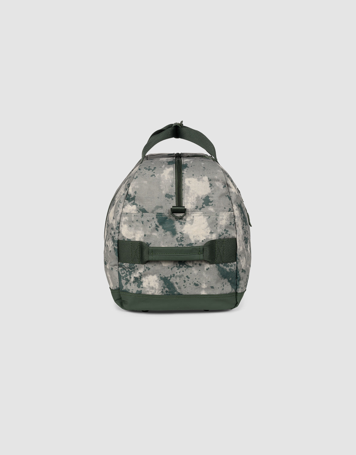 The LIVE FAST DIE YOUNG LFDY Weekender 60 is a 43L sport bag in green and gray digital camo, featuring dark green handles, trim, and an adjustable shoulder strap. It’s shown upright on a plain light gray background.
