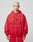 A person with short, bleach-blond hair wears the LIVE FAST DIE YOUNG LFDY IV Ever Hooded, an oversize-fit red hoodie with LIVE FAST IV EVER in bold. Made from 100% Baumwolle and vintage washed, they face forward against a light gray background.