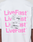 The Basic Evidence Tee by LIVE FAST DIE YOUNG is a white 100% Baumwolle oversize shirt with bold pink “LiveFast” repeats and a black-and-white receipt graphic on the back, plus distinctive front and back prints for standout style.