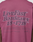 A close-up of the back of a mauve Basic 210 Tee by LIVE FAST DIE YOUNG, featuring bold "LiveFast Bordeaux 18-1718" lettering and smaller company and care info below. Made from 100% Baumwolle.