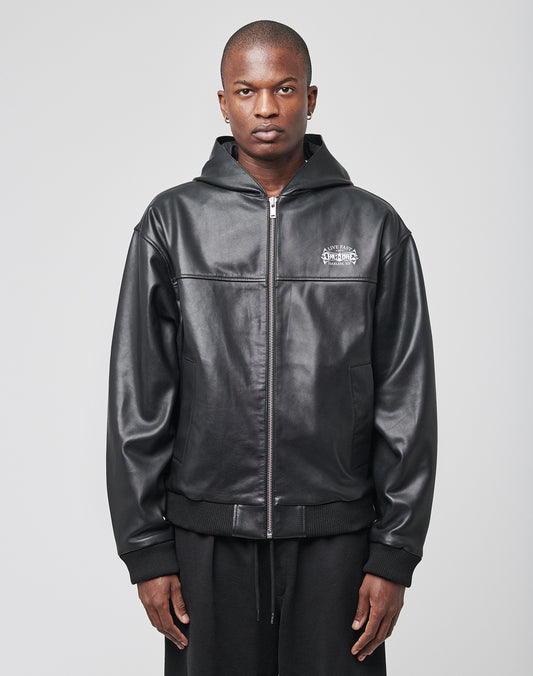 Leather Hooded Jacket