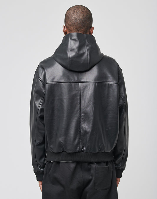 Leather Hooded Jacket