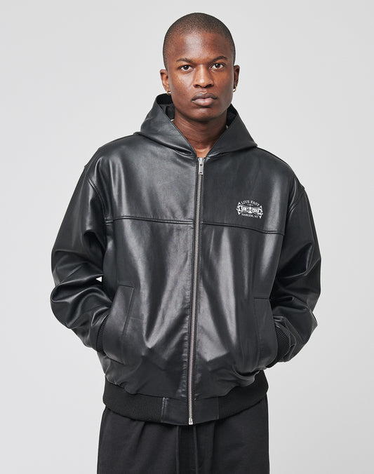 Leather Hooded Jacket